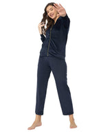Clovia WomenS Chic Basic Jacket & Pyjama Set - Velour (Lsw731P08_Blue_Xl)