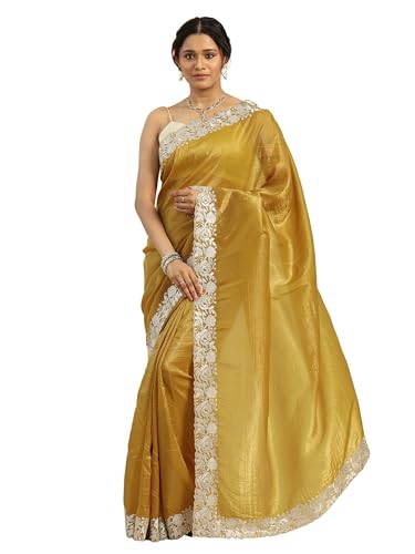 Libas Womens Embroidered Silk Blend Saree With Blouse Piece
