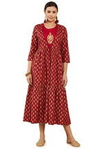 Soch Women Maroon Cotton Foil Print Kurtas