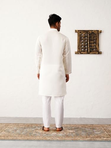 Jompers MenS White Embroidered Kurta Pyjama