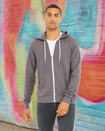 Unisex Sponge Fleece Full-Zip Hooded Sweatshirt - ASPHALT - 2XL(D0102H7WD16)