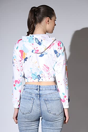 Leriya Fashion Western Tops For Women | Stretchy Lycra Tropical Print Hoodie Neck | Hoodies With Loose Fit Ladies Top | Ideal Fo