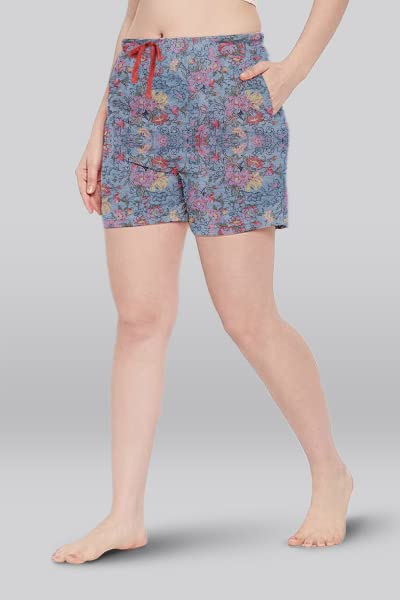 Lyra Pure Cotton Printed Night Shorts For Women
