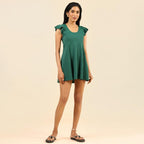 Bliss Swim Dress, Flutter Sleeves, High Back, UPF 40+, in-Built Cups