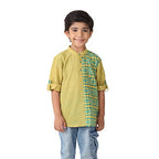 Fabindia Kids Cotton Printed Short Kurta Green_2-3Y