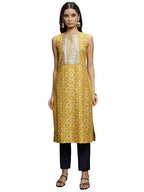 Ketch WomenS Polyester Blend Kurta Set (Khk3001173_Yellow