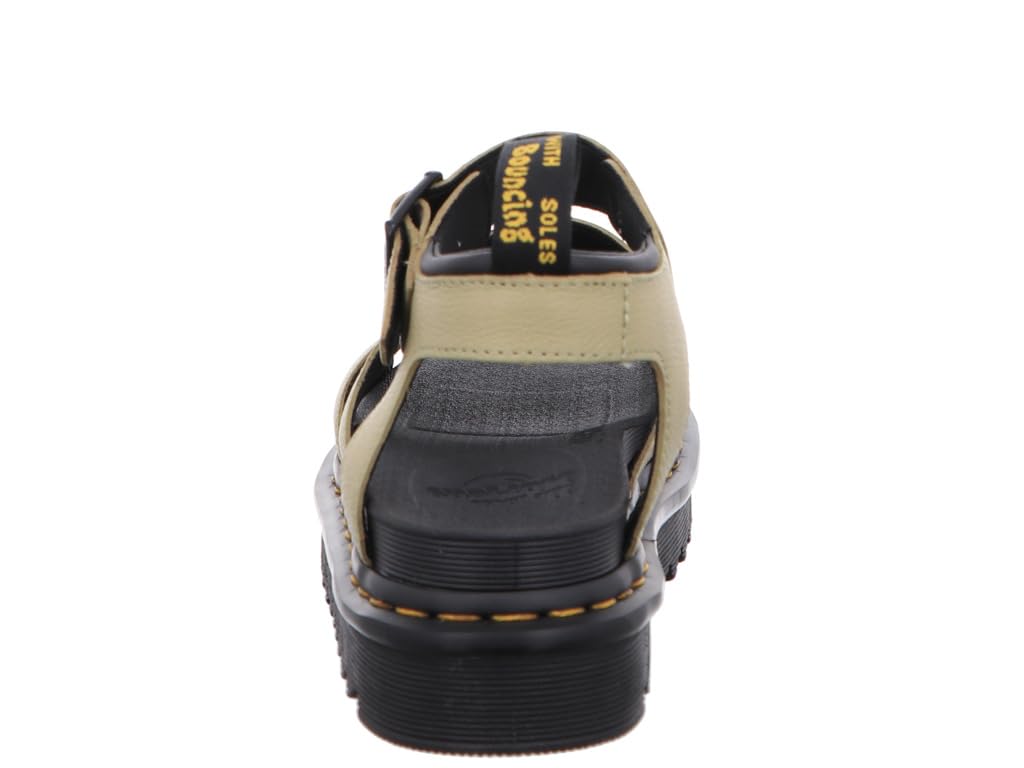 Dr. Martens Women's Blaire Fisherman Sandal, Pale Olive Pisa Leather,