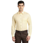 Turtle Men 100% Cotton Slim Fit Light Yellow Printed Formal Shirt