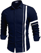 Bellstone Mens Solid Regular Fit Shirt (B-8200_Navy Blue