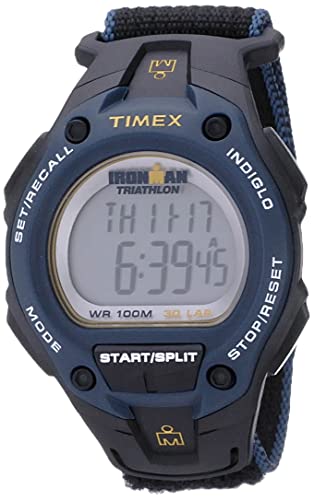 Timex Men's T5K413 Ironman Classic 30 Oversized Black/Blue/Yellow Fast Velcro watch