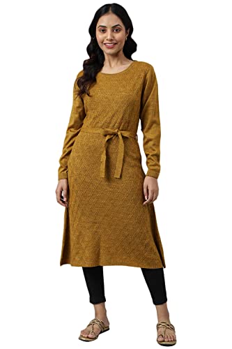 Aurelia Women'S Acrylic Regular Kurta (22Noa12468-604342_Yellow