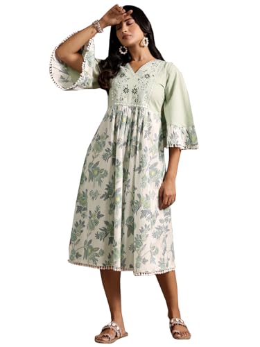Libas Women'S Cotton Printed A-Line Kurta (29004L_Green