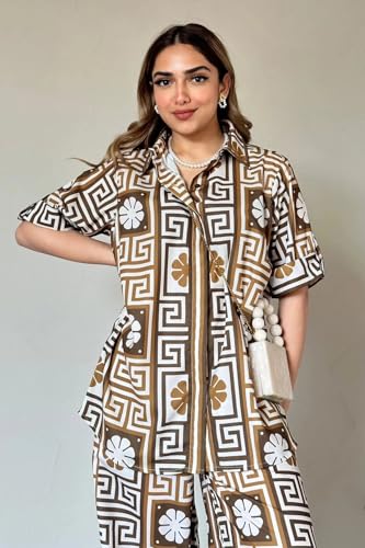 Leriya Fashion Rayon Women Co-Ord Set Dress (Lf-W2192&Tr1150_Brown