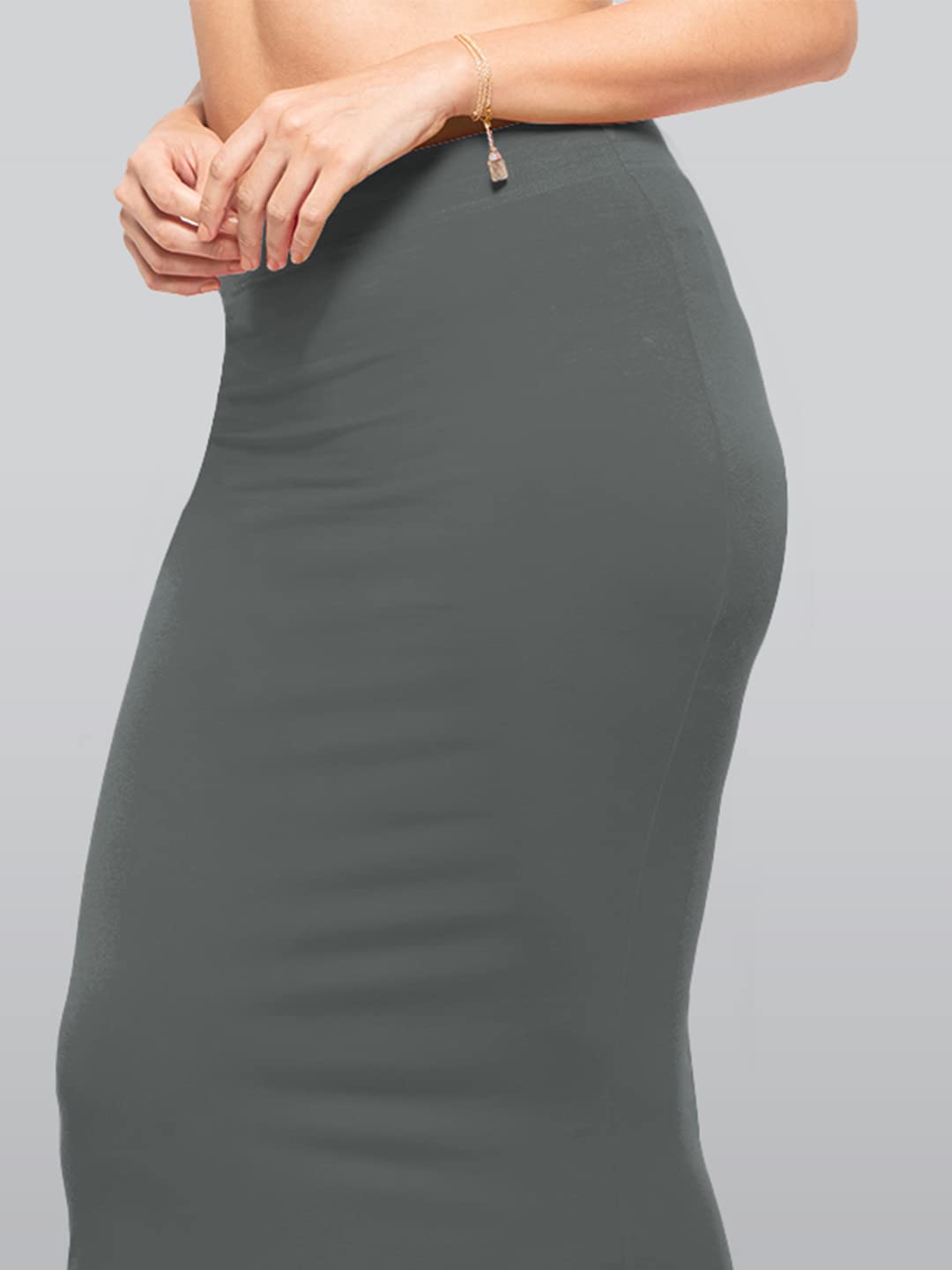 Lyra Lycra Saree Shapewear Petticoat for Womens Sarees Smoke Grey