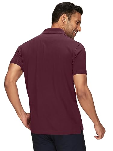 XYXX Mens Cotton Solid Regular Fit Shirt (XY_CR14_Polo Tshirt_1_Wine