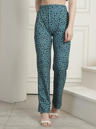 Preneum Womens Striped Wide-Leg High-Waisted Korean-Inspired Comfortable & Stylish and Formal Bell Bottom Trouser Pant, Green &