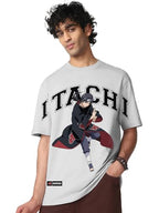 Bewakoof Official Naruto Merchandise Itachi Uchiha Mens Graphic Printed Oversized Fit Half Sleeve Round Neck Cotton Jersey T-Sh