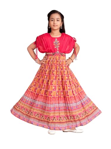 Aarika Girls Ethnic Wear Rani-Yellow Colour Embroidery/Printed Gown-(4-10 Years)-(G-MC-13021-RANI-32)