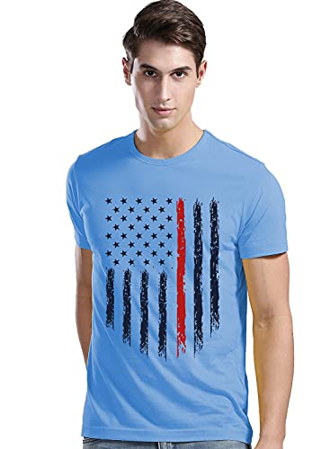 ADRO Men's Regular Fit T-Shirt (RNR-M-USA-SK_SkyBlue_XL)
