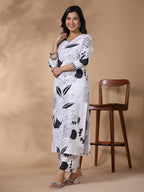 ANNI DESIGNER Womens Rayon Blend Straight Printed Kurta with Palazzo (ANAAR-Beige-FV_S_White_Small) White