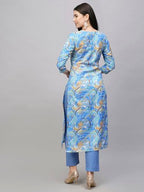 ANNI DESIGNER Womens Cotton Blend Straight Printed Kurta with Pant (UOP Sky Blue_XXL_Sky Blue_XX-Large)
