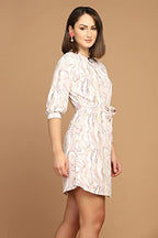 Leriya Fashion Western Dress for Women || Rayon Marble Printed Short Dresses for Women || Front Plated Neck with Buckle || Casua