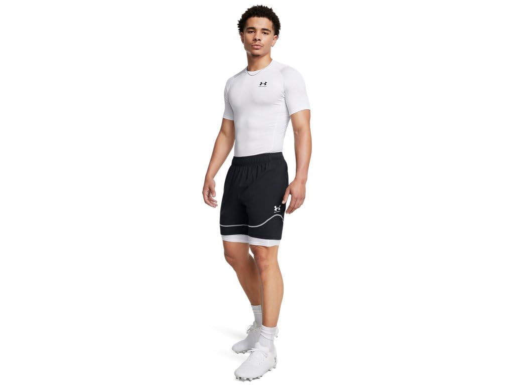 Under Armour Men's Husky Boys' Big & Tall HeatGear Comp Short Sleeve, White/Black
