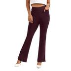 BlissClub AM:PM Cotton Flare Pants for Women Above 55 ft Tall | Wide Waistband, 4 Pockets | Bell Bottom Pants and high Waist Tr