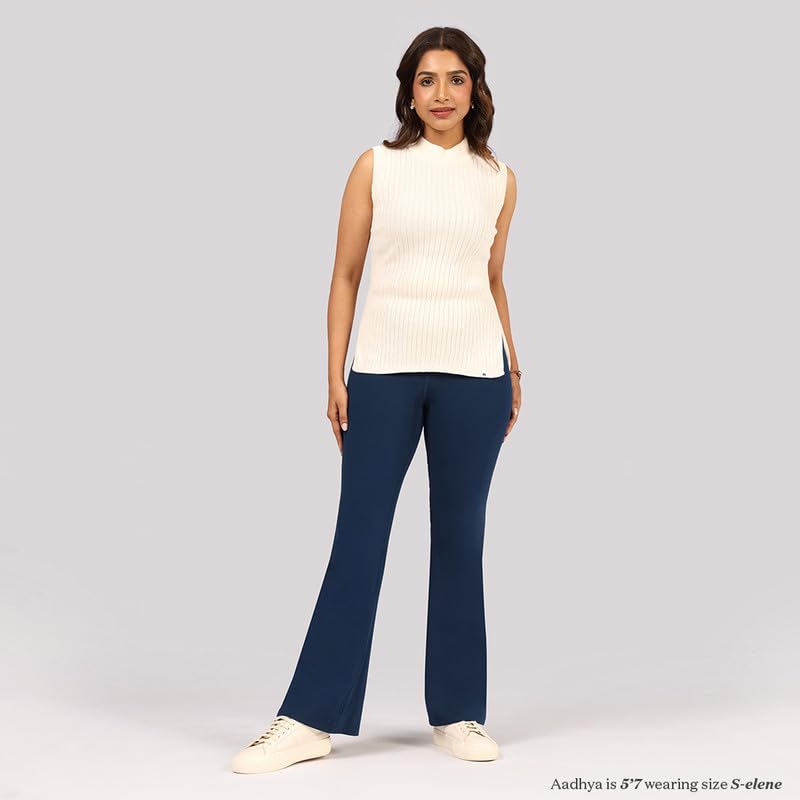 BlissClub Ultimate Flare Pants Lite Regular for Women Upto 54 ft | High Waist Trousers and Formal Pants for Office wear | Comfo