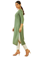 Soch Womens Earth Rayon Paisley Embroidered Straight Kurta