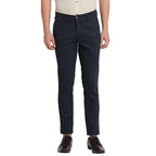 Turtle Men Navy Blue Narrow Fit Self Design Casual Trousers