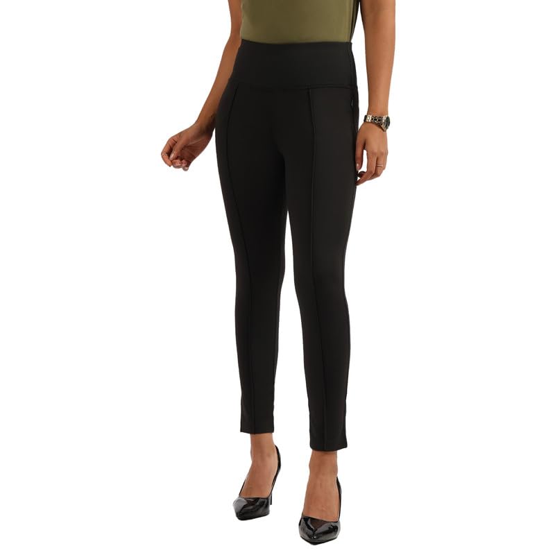 BlissClub Ultimate Sculpt Tregging Pants -Tall Above 55 | Ribbed Waistband | 2 Side Pockets | Front Pintucks | Feels Like Secon