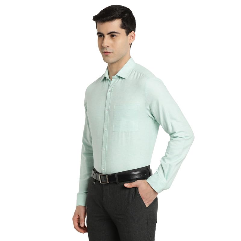 Turtle Men 100% Cotton Mint Green Solid Slim Fit Formal Shirt