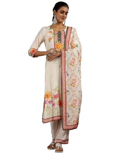 Libas WomenS Cotton Blend Kurta Set (48732_Off White