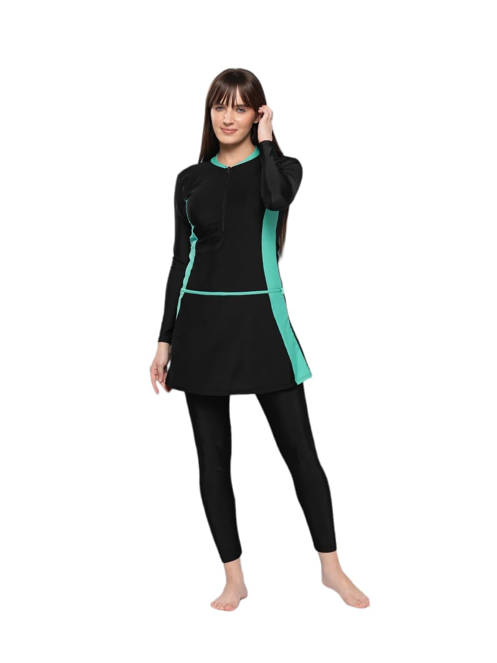 Aarika Womens Sports Wear Black Colour Solid Nylon Swim Suit (XS-4XL)