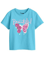 Bon Organik Girls Regular Fit T-Shirt (BON11926_Sky Blue