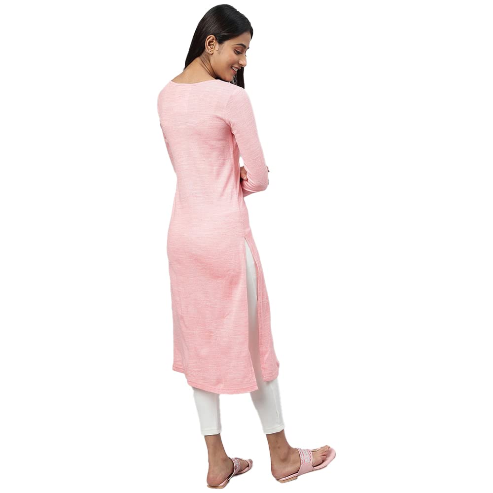 Aurelia Women Acrylic Straight Fit Mix Solid Yarn Dyed Straight Kurta