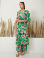 ANNI DESIGNER Womens Cotton Blend Straight Printed Kurta with Palazzo (Kanya Green_XXL_Green_XX-Large)