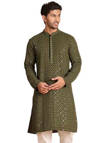 Jompers Mens Embroidered & Sequins Straight Kurta