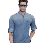 The Indian Garage Co Men'S Polycotton Slim Fit Kurta (0321-Dbmsk01L29-03_Blue_2Xl)