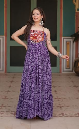 Wedani Faux Georgette Anarkali Kurta Set for Women Purple