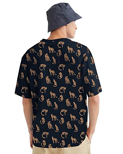EYEBOGLER Round Neck Half Sleeve Loose Fit Animal Print Men Tshirt