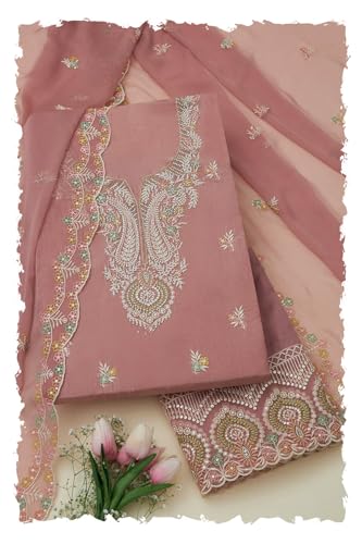 Soch Women Crushed Silk Embroidered Unstitched Dress Material with Work