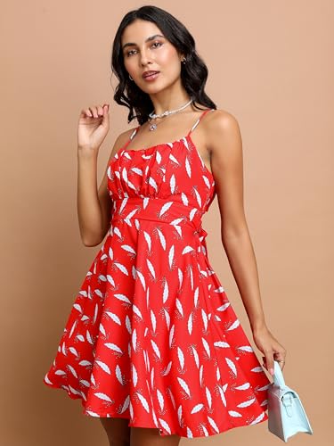 Ketch WomenS Cotton Blend Strapy Cutout Mini Dress Knee-Length Khj6000484_Red
