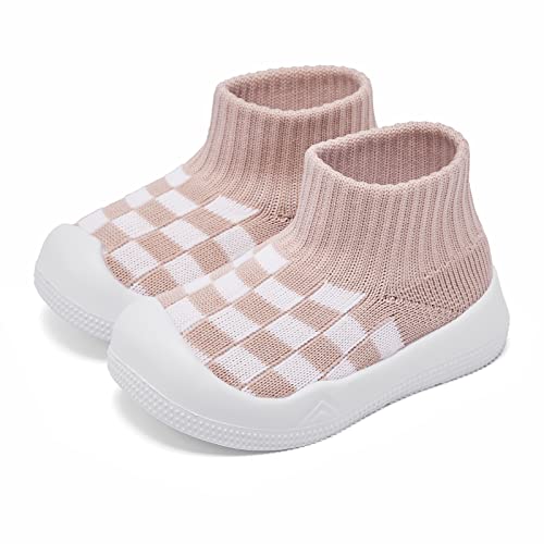 Baby Boy Girl Non-Skid Indoor Infant Walking Shoes Breathable Warm Elastic Sock Shoes with Memory Sole Protect Toes Outdoor Snea
