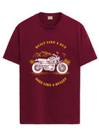 ADRO Mens Royal Bike Design Printed 100% Cotton T-Shirt - Regular Fit, Printed T-Shirts for Men (RN24-RYL-MR_Maroon_L)