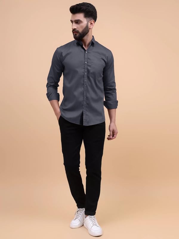 Tee Projekt Solid Shirt for Mens,Solid Shirt for Mens, Casual Shirt for Men,Full Sleeve Spread Collar Shirt for Men, Shirt for