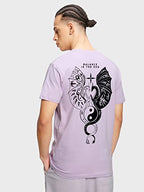 Bewakoof MenS Seek Balance Graphic Print Cotton T-Shirt- Regular Fit, Round Neck, Half Sleeves 580213_Purple_M
