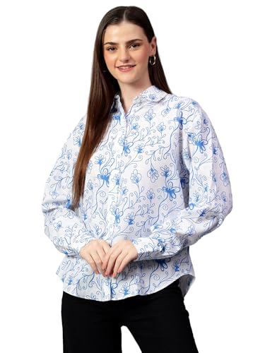 KOTTY Womens Oversized Cotton Blend Shirt(Multicolor,S)