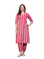 Stylum Womens Woven Design Cotton Blend Straight Kurta Pant Set